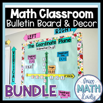 Preview of Middle School Math Classroom Decor Set with Math Bulletin Board