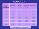 Middle School Math Classroom Procedures GAME like Jeopardy (R)