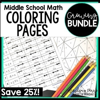 Preview of Middle School Math Coloring Pages Bundle | Math Activities Bundle