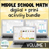 Middle School Math Digital and Print Activity Bundle Volume 1