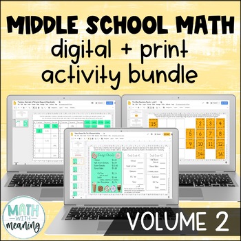 Preview of Middle School Math Digital and Print Activity Bundle Volume 2