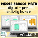 Middle School Math Digital and Print Activity Bundle Volume 2