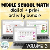 Middle School Math Digital and Print Activity Bundle Volume 3