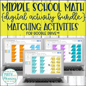 Preview of Middle School Math DIGITAL Matching Activity Google Bundle Distance Learning