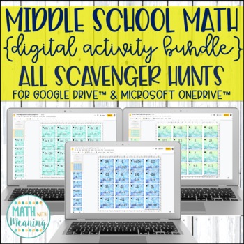 Preview of Middle School Math DIGITAL Scavenger Hunt MEGA Bundle for Google and OneDrive