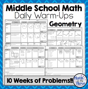 Preview of Daily Warm Ups for Middle School Math - Geometry