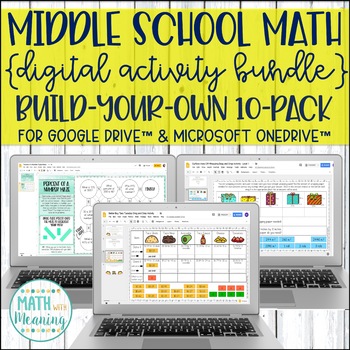 Preview of Middle School Math Digital Activity Build-Your-Own Custom Bundle 10-Pack