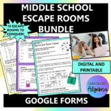 Middle School Math Digital Escape Room Bundle using Google Forms
