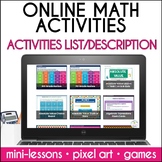 Middle School Math Digital Math Activities Listing Math Centers