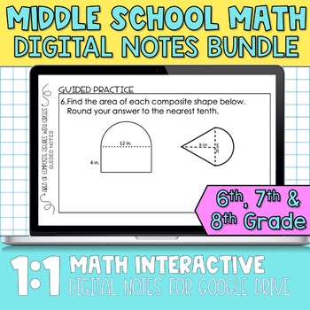 Preview of Middle School Math Digital Resources Notes Bundle