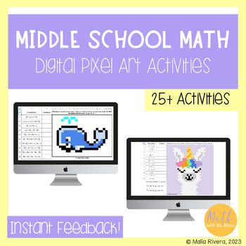 Preview of Middle School Math Pixel Art Digital Activities Bundle