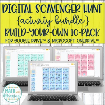 Preview of Middle School Math Digital Scavenger Hunt Build-Your-Own Custom Bundle 10-Pack