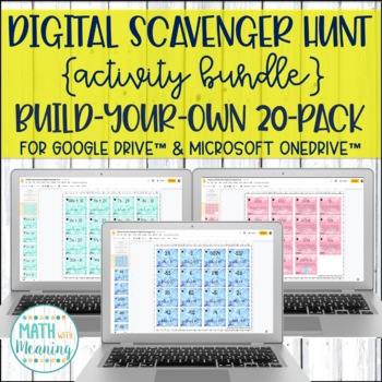 Preview of Middle School Math Digital Scavenger Hunt Build-Your-Own Custom Bundle 20-Pack