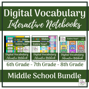 Preview of Middle School Math Digital Vocabulary Interactive Notebooks Bundle