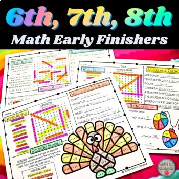 Preview of Middle School Math Early Finishers Perfect for Sub Days, Homework, or Etc
