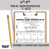 Middle School Math Editable Spiral Review Homework
