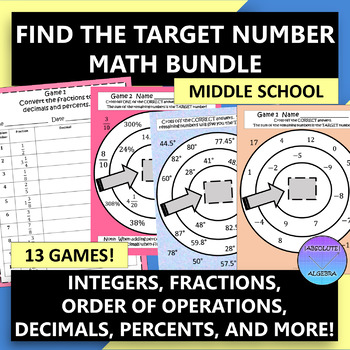 Preview of Middle School Math Find the Target Bundle Google Slides