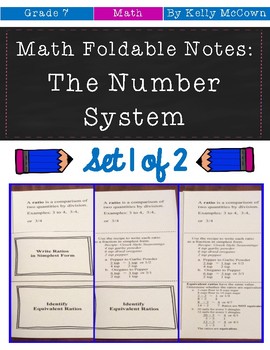 Preview of Middle School Math Foldable Notes: The Number System {Grade 7: Set 1}