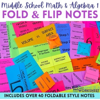 Preview of Middle School Math Foldable Style Notes Bundle | Interactive Graphic Organizers
