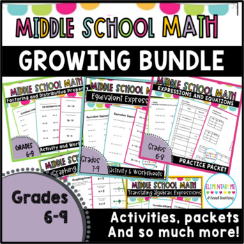 Preview of Middle School Math GROWING Bundle {6th Grade 7th Grade 8th Grade}