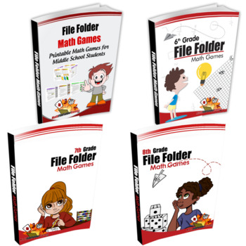 Preview of Middle School & 6th Grade + 7th Grade + 8th Grade File Folder Math Games Bundle
