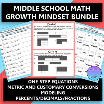 Preview of Middle School Math Growth Mindset Activity Bundle 