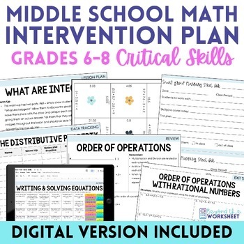 Preview of Math Intervention Plan for Middle School Basic Skills | Algebra Readiness