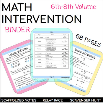 Preview of Middle School Math Intervention Volume of 3D Figures Skills Binder