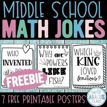 Preview of Middle School Math Joke Posters FREEBIE