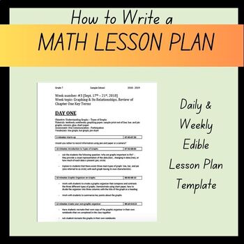 Preview of General Math Lesson Plan Template for Middle School