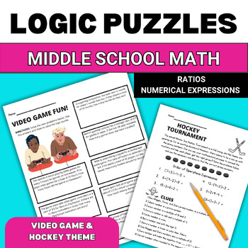 Preview of Middle School Math Logic Puzzles, Winter Logic Puzzles, Logic Games, Ratios