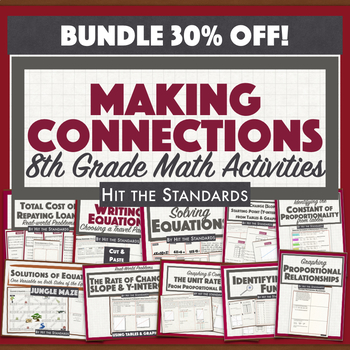 Preview of Middle School Math Making Connections Activities EOC Review BUNDLE End of Year