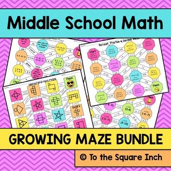 Preview of Middle School Math Maze Bundle