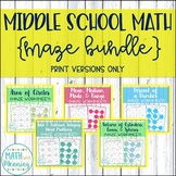 Middle School Math Maze Worksheet Bundle