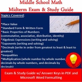 Middle School Math Midterm & Study Guide