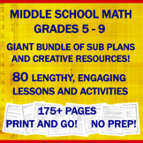 Middle School Math "NO PREP" 80 Sub Resources and Independ