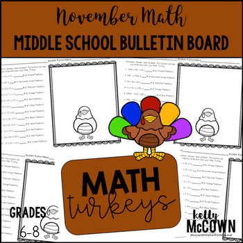 Preview of Middle School Math NO PREP Bulletin Board {November}