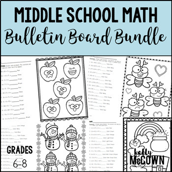 Preview of Middle School Math NO PREP Bulletin Boards BUNDLE