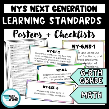 Preview of Middle School Math NYS Next Generation Standard Posters and Checklist