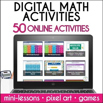 Preview of Digital Math Activities and Games Online Middle School Math Activities Test Prep