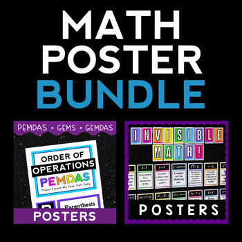 Preview of Middle School Math Poster Bundle - PEMDAS & Invisible Math