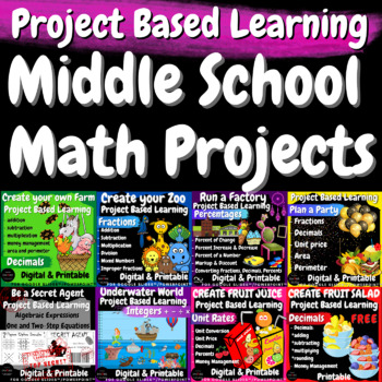 Preview of Middle School Math Projects BUNDLE Real Life Math Project Based Learning PBL