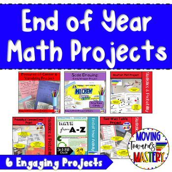 Preview of Middle School Math Projects for End of the Year Activities