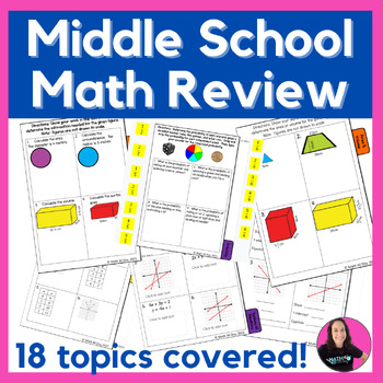 Preview of Middle School Math Review Activities End of the Year Test Prep & Back to School