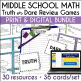 Middle School Math Review Games Truth or Dare Print and Di