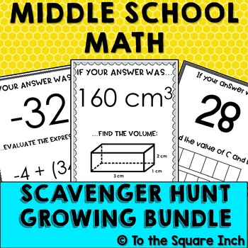 Preview of Middle School Math Scavenger Hunt Bundle