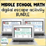 Middle School Math Self-Checking Digital Escape Activity Bundle