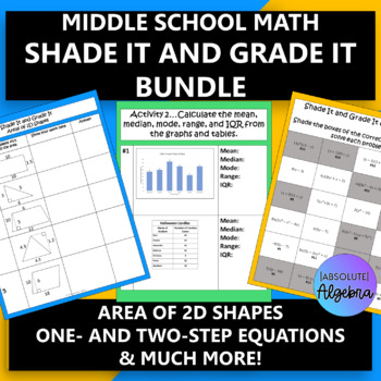 Preview of Middle School Math Shade It and Grade It Activity Bundle 