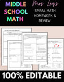 12 WEEKS of Middle School Math Spiral Review-Morning Work,