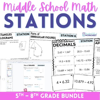 Preview of Middle School Math Stations | Math Centers Mega Bundle